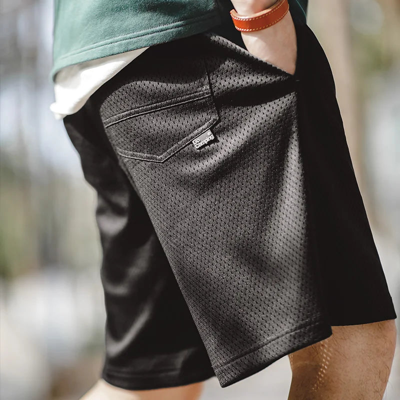 Outdoor Mesh Basketball Shorts Men's Summer Quick-Dry Breathable Pants with Elastic Waist Lightweight Running Sport Shorts