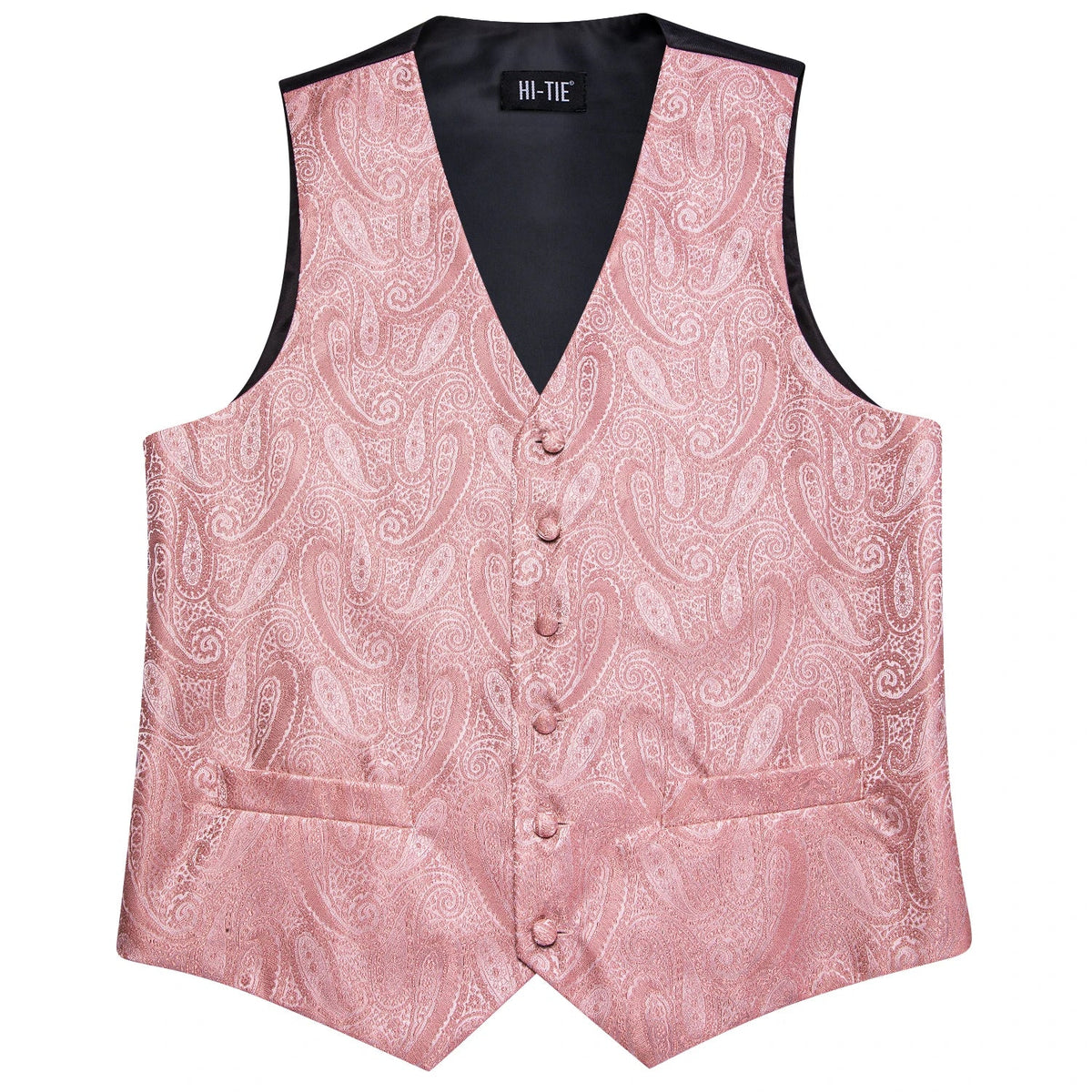 Wedding Coral Pink Mens Vest Silk Tie Set Adjustable Jacquard Waistcoat Jacket Necktie Hanky Cufflinks Formal Party Gifts