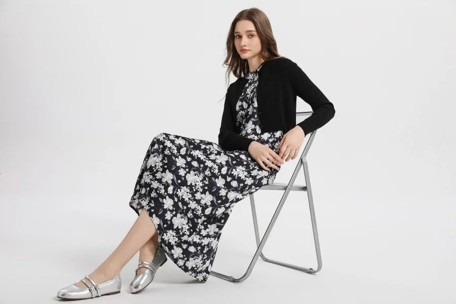 2025 spring summer elegance satin dress + knitted top match set maxi floor length woman clothes