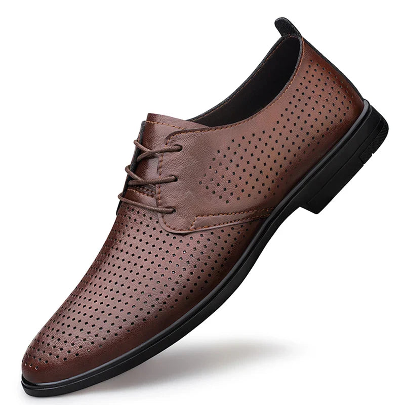 High Quality Handmade Casual Leather Business Shoes Mens Formal Oxford Office Shoes Fashion Lace-up Casual Flat Designer Shoes