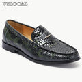 Luxury Men Loafers Shoes Slip On Snake Prints Casual Mens Dress Shoes Wedding Office Banquet Genuine Leather Shoes Men