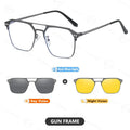 2025 New 3 In 1 Magnetic Multifunctional Men's Glasses Polarized Day Night Vision Clip Eyeglasses Blue Light Blocking Glasses