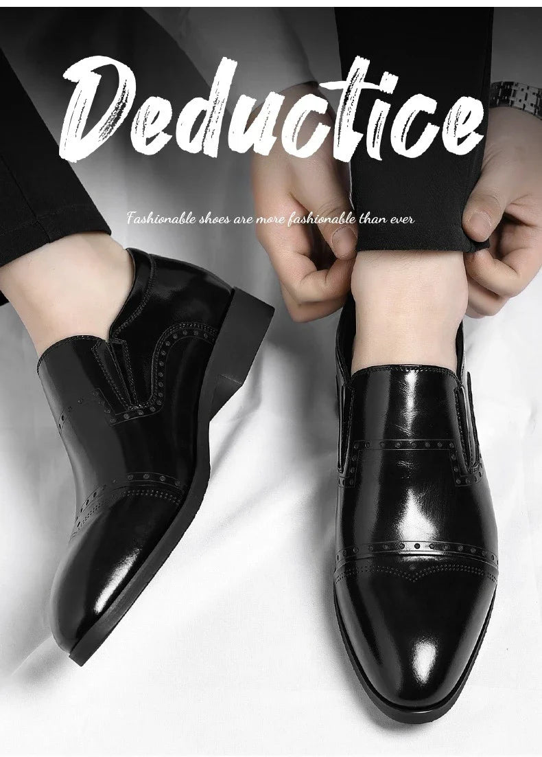 Big Size Dress Shoes for Men Solid Color Summer Autumn Fashion Business Casual Shoes Male British Style Cow Leather Shoe Man