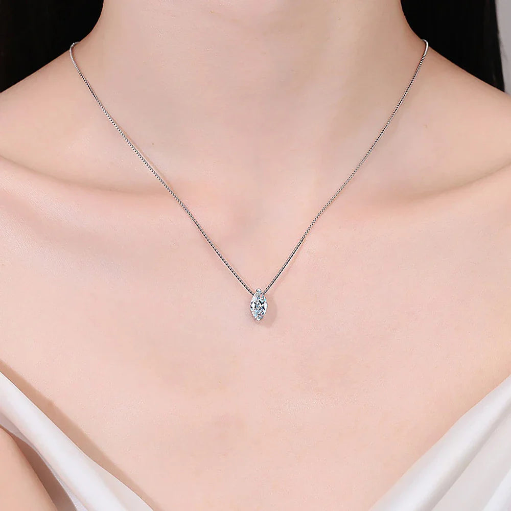 1CT Marquise Moissanite Pendant Neckalce 925 Sterling Silver Plated Gold Water Drop Diamond Necklaces Certified For Women Daily
