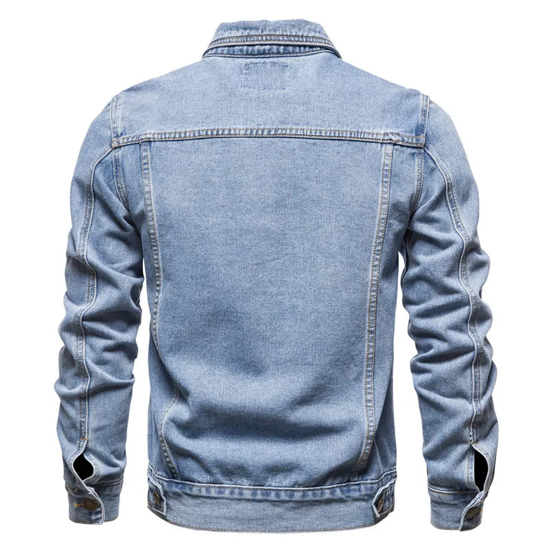 2026 New Autumn Men's Casual Workwear Jeans Jacket Loose Casual Versatile Youthful Male Solid Color Tops Dnim Mens Outwear