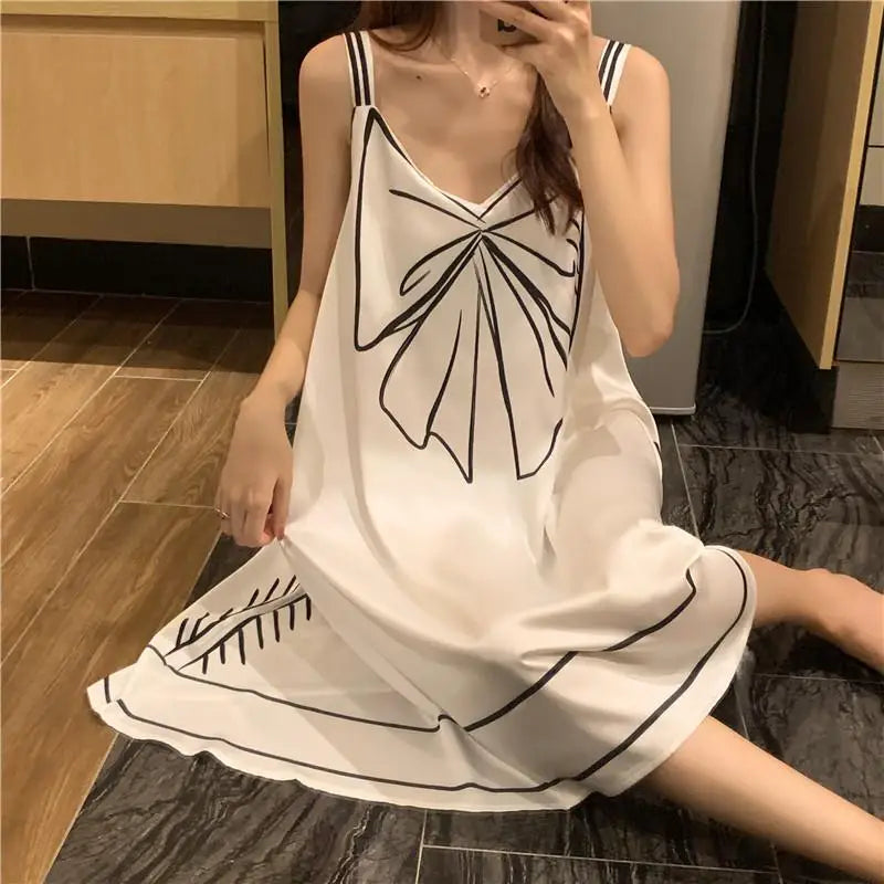 Sexy Sleeveless Printing Loose Mini Dress Women Clothing New Thin All-match Youth Elegant Dresses Fashion Temperament Summer