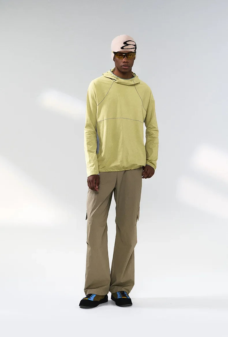 Unisex  Breathable T-Shirt, Moisture Wicking Quick-Dry Hooded, Outdoor Sports Tech Wear Hooded Long-sleeve Tracksuit