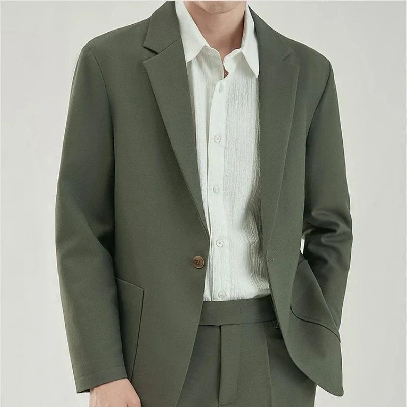 2 Piece Outfit Set Male Solid Color Youth Trends Costumes Ceremony Pants Full Men's Suits and Blazers Clothes Classic Elegant