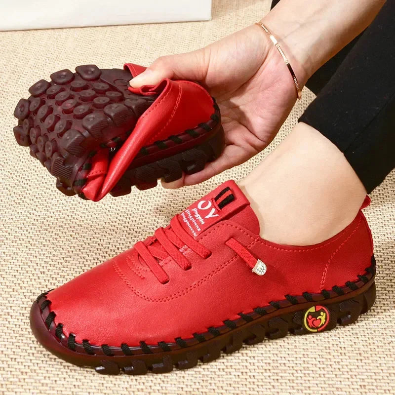 أحذية رياضية نسائية جلدية كاجوال مسطحة ومريحة سهلة الارتداء "Zapatillas De Mujer"