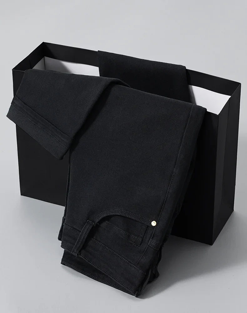 Men's Premium Lightweight Business Stretch Denim Pants - Versatile Slim Fit Straight Leg Long Trousers for All Seasons