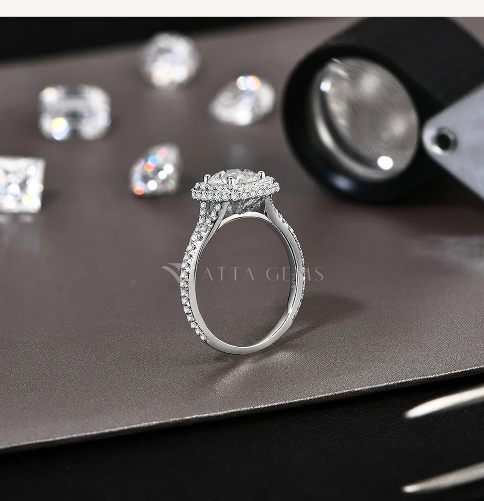 7.0mm Round Cut Moissanite Ring for Women D VVS1 1.2CT Lab Diamond S925 Sterling Silver Engagement Wedding Jewelry Gift