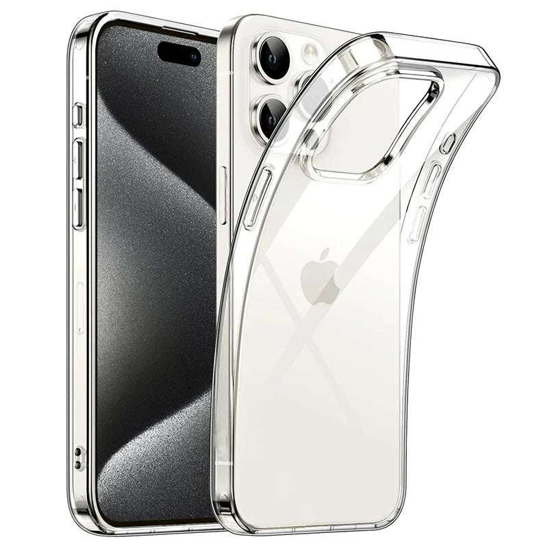 جراب سيليكون أسود شفاف أصلي ناعم لهاتف iPhone 15 Pro Max غطاء فائق النحافة لهاتف iPhone 14 13 12 Mini 11 Pro Max