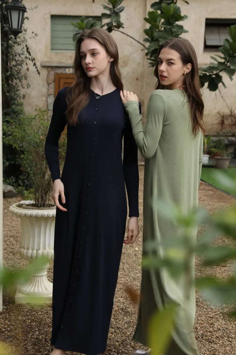 2025 summer woman dress comfortable ribbing maxi button dress  lady clothes