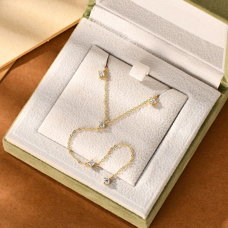 0.7-0.9CTTW 100% Full Moissanite Necklaces for Women Tassel Pendant 925 Sterling Silver Plated 18k Fine Jewelry Wholesale