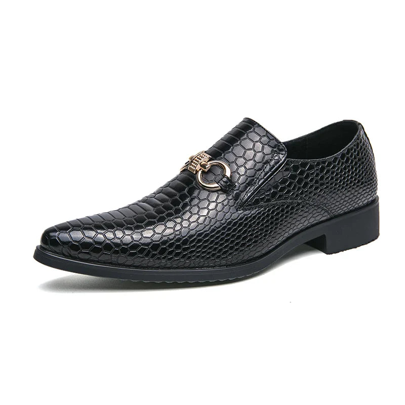 Retro Bronze Loafers Non-Slip Men Shoes Pointed Toe Dress Leather Shoes Luxury Brand Social Dress Shoe Male Comfortable for Men