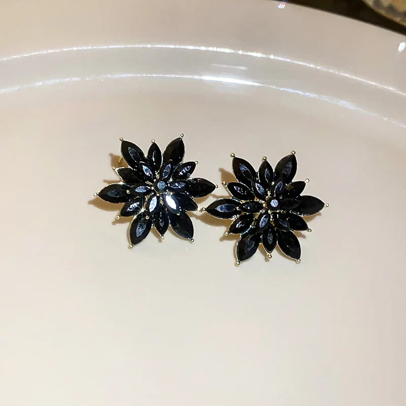 Flower Earrings for Women Korea Simple Sweet Stud Earrings Luxury High-grade Solid Color Charm Jewelry Girls Gift