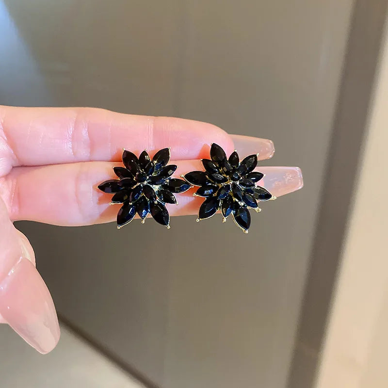 Flower Earrings for Women Korea Simple Sweet Stud Earrings Luxury High-grade Solid Color Charm Jewelry Girls Gift