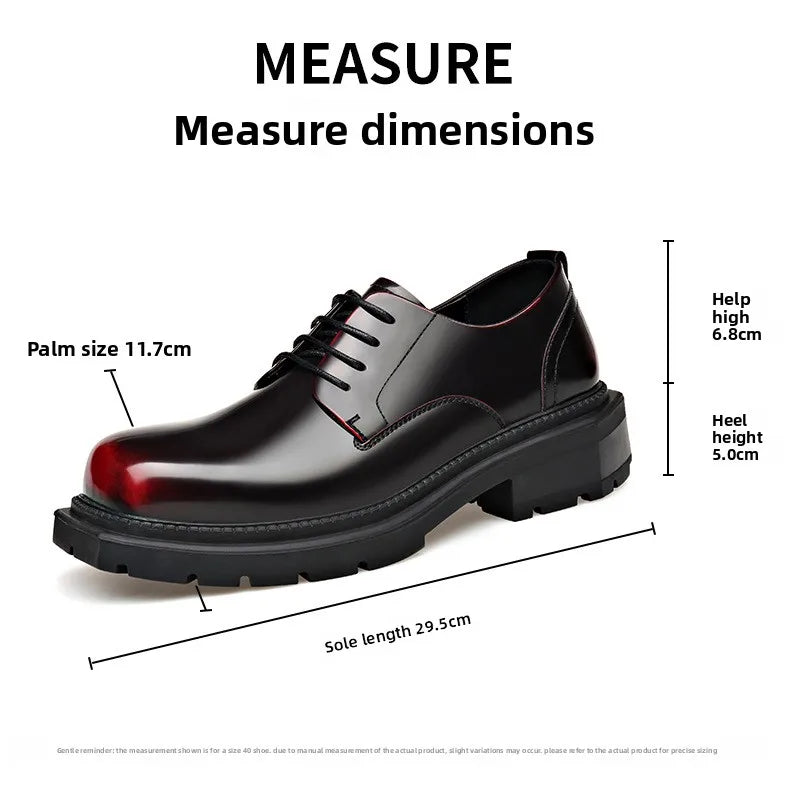 British Thick-soled Formal Leather Shoes Men Spring Autumn Lace Designer Platform Shoes Male Fashion Business Casual Shoe Man