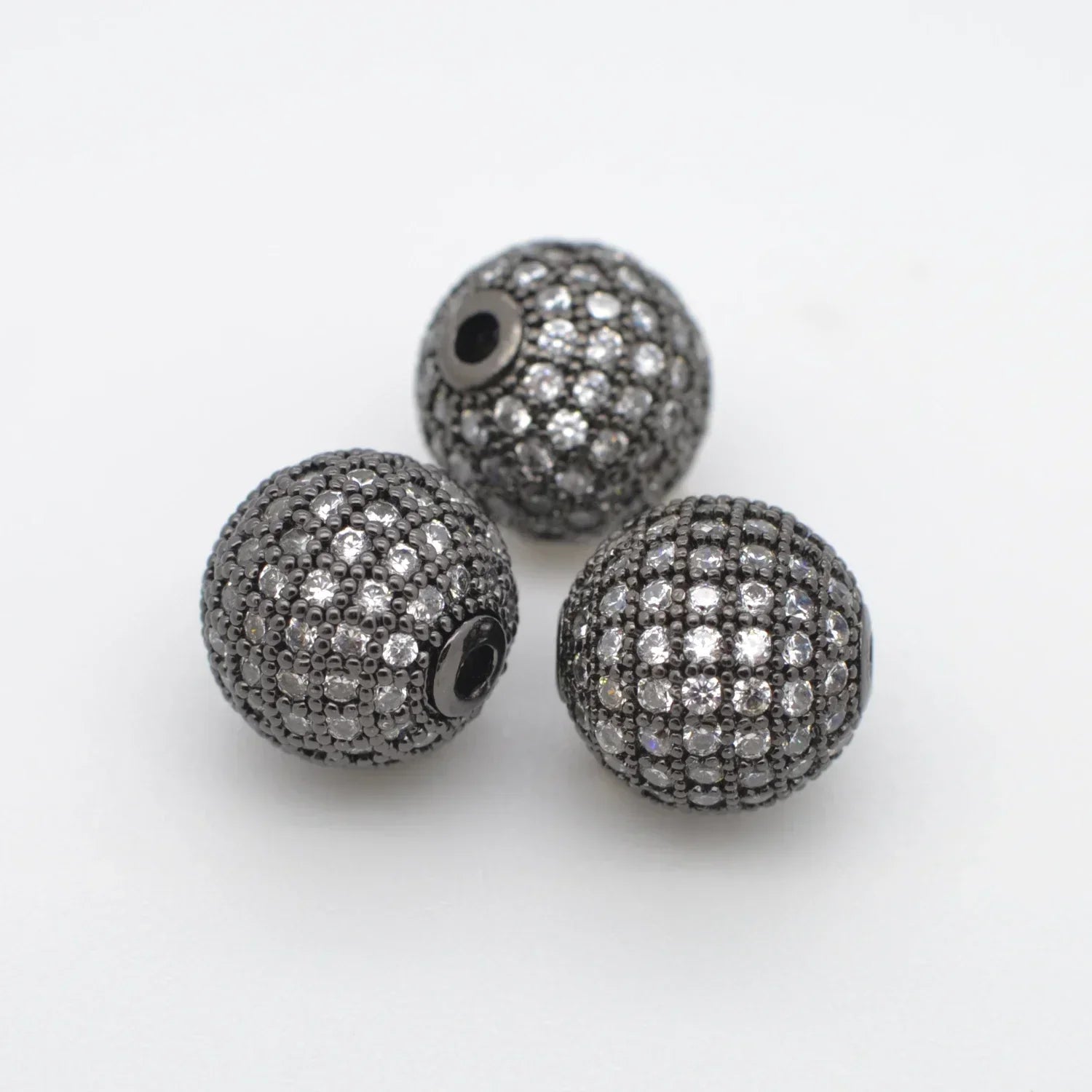 Beads for Jewelry Making Gold Silver Color Accessories Paved Zircon Spacer Bead String Beaded Diy Necklace Bracelet Chain Charms