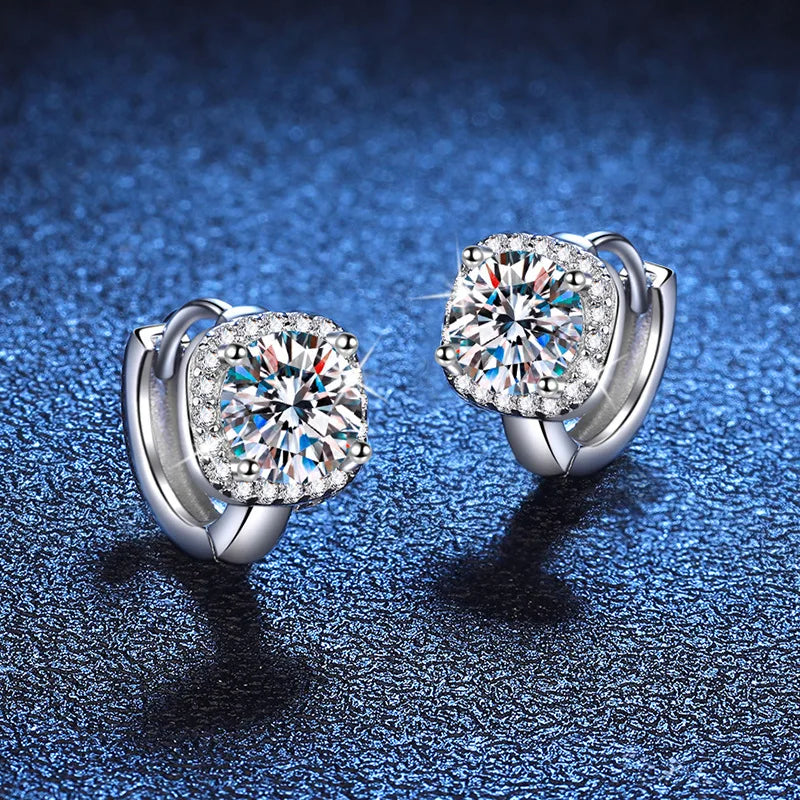 New In 1-2cttw D Color Moissanite Hoop Earrings for Women S925 Silver Party Small Ear Buckle Wedding Earring Wholesale