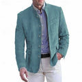 Autumn Winter Men'S Casual Blazer Jacket Stand Collar Long Sleeve Solid Color Single Breasted Button Fashion Jackets