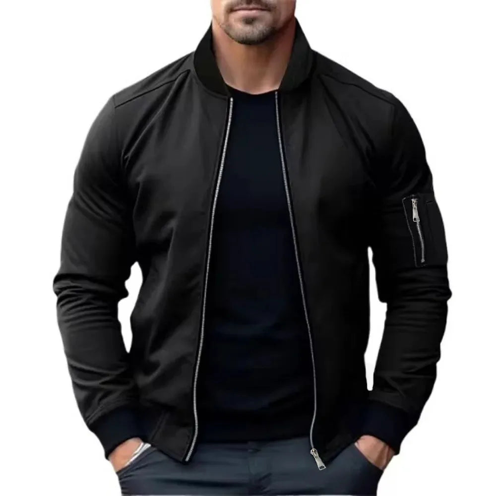 New Jackets for Men Solid Color Bomber Jacket Coat Business Male Coats Windbreaker Mens Zipper Korean Basic Streetwear Tops