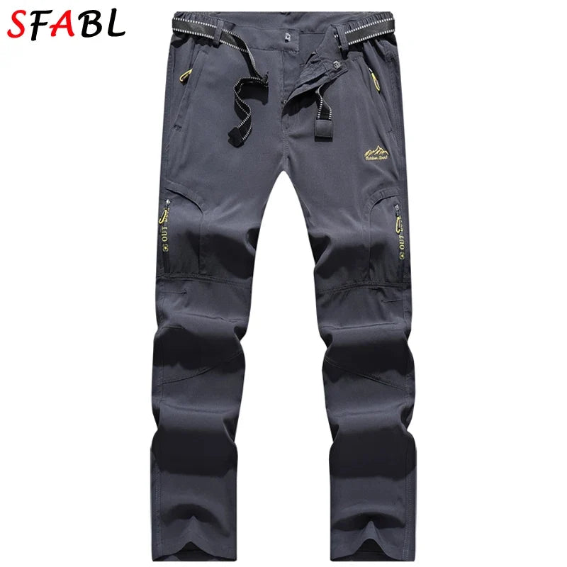 SFABL 5XL Summer Quick Dry Hiking Pants Men Stretch Waterproof Tactical Pants Zipper Pockets Trousers Lightweight Fishing Pants