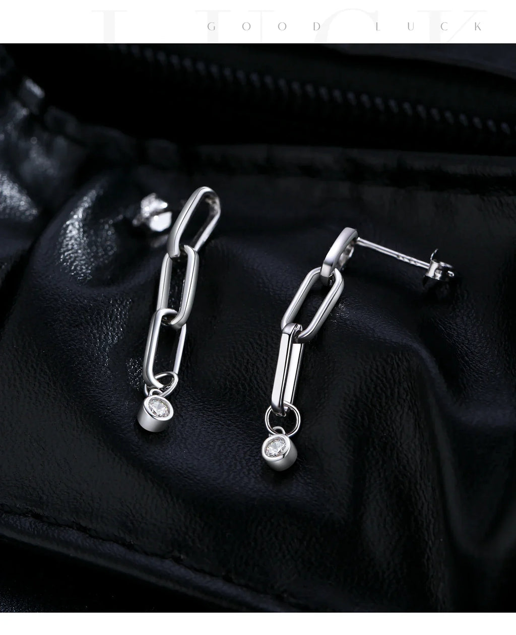 VVS1 Clarity D Color Moissanite Earrings 925 Sterling Silver Fashion Link Chain Stud Earrings For Women Fine Jewelry