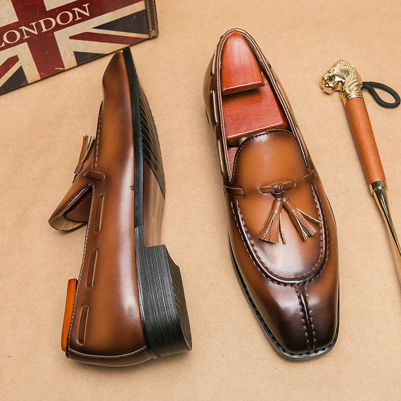 Fashion Shoe Office Shoes for Men Casual Shoes Breathable Leather Loafers Mens Driving Moccasins Comfortable Slip on 2023 Brown