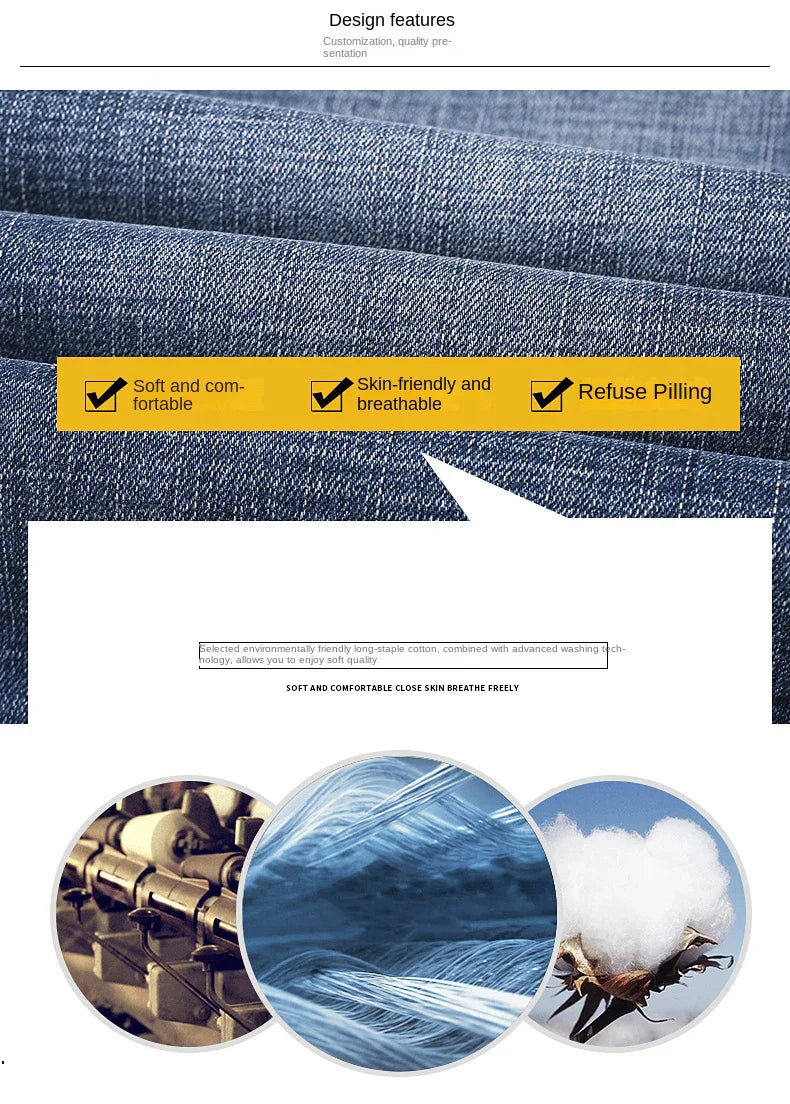 New Autumn and Winter  Plus Size 40 42 44 Men Straight Loose Jeans Business Fashion Denim Stretch Pants Male Brand Trousers