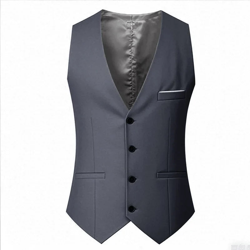 M-7XL Spring/summer Man Suit Vest Sleeveless Vest with Adjustable Waist Single Breasted Solid Color Business Suit Vest Wedding
