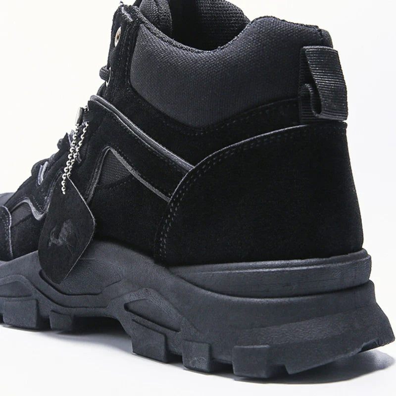 2025 New Outdoor Men Ankle Boots Luxury Platform Men Cowboy Boots Lace Up Anti-Slip Training Shoes High Top Men Motorcycle Boots