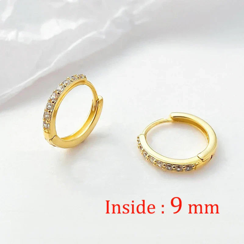 2PCS Stainless Steel Minimal Crystal Zirconia Hoop Earrings Gold Silver Color Small Huggie Cartilage Earring Piercing Jewelry