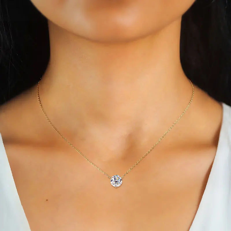 1CT 1.5CT 2CT Moissanite Pendant Necklace s925 Sterling Silver Certified Solitaire Drop Necklaces For Women Jewelry Gift