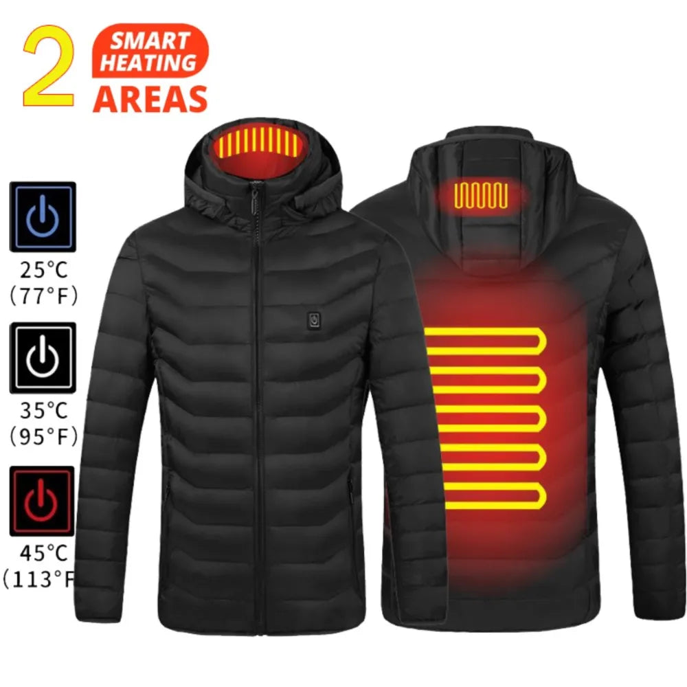 Self Heated Jacket Men Women USB Heated Clothing Cotton Washed Winter Thermal Skiing Camping Hiking Jacket 2-21 Areas Warm Coats