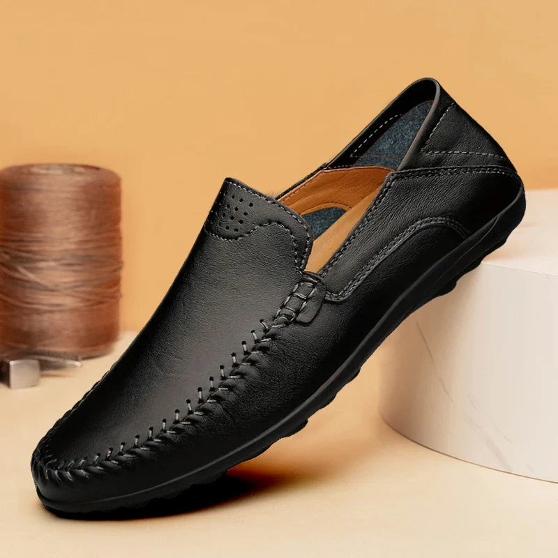 CLOHOO Men's Business Casual Shoes Leather Stitching Comfortable Breathable Rubber Bottom Second Layer Cowhide