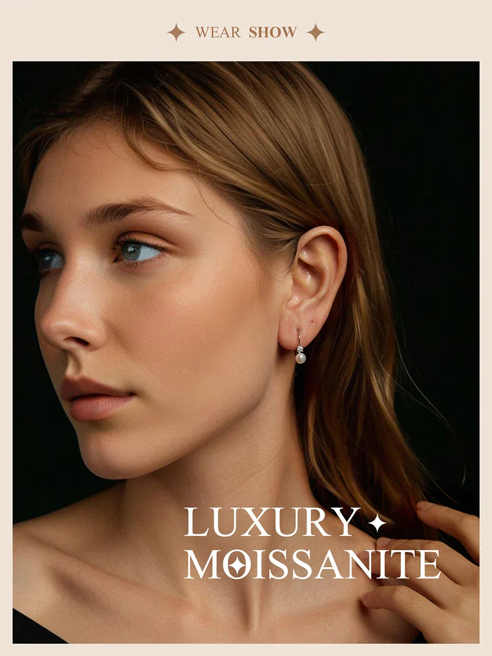 Moissanite Freshwater Pearl Earrings for Women Wedding, Round Cut Lab Diamond 925 Sterling Silver Drop Dangle Ear Buckles