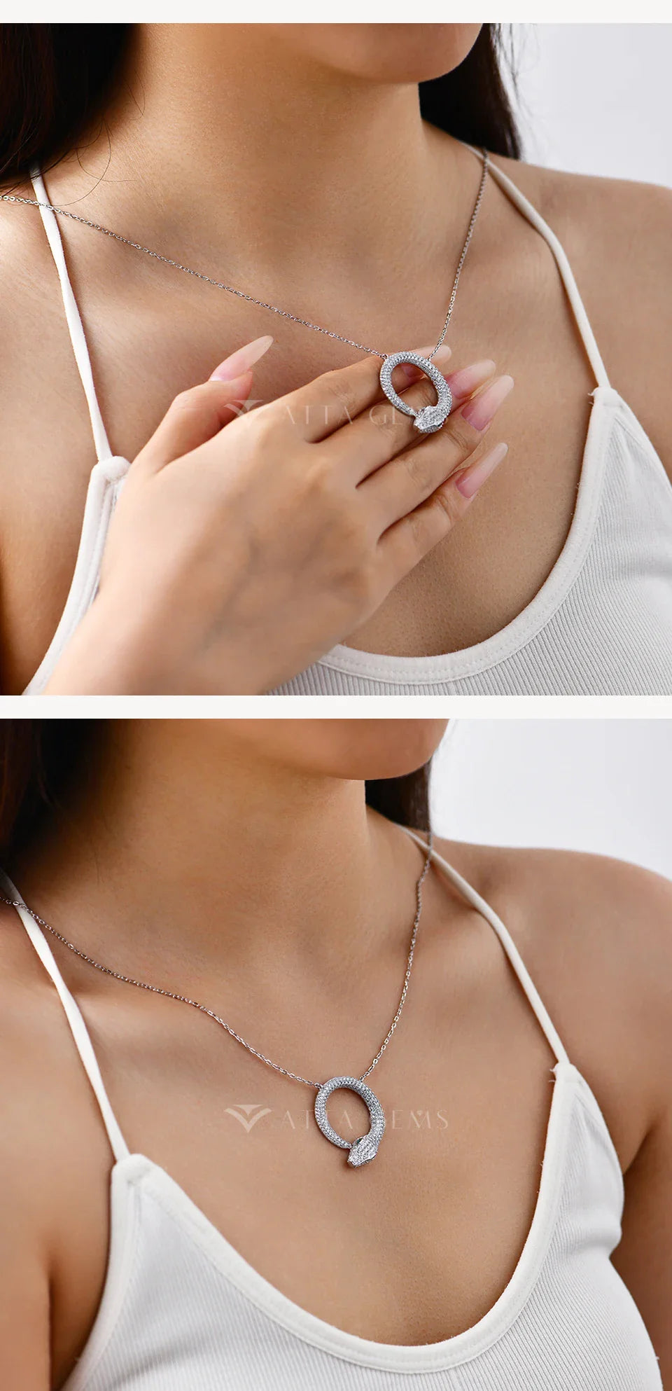 Moissanite Necklace Original Snake Pendant 925 Sterling Silver 18KGold Plated for Women Man Birthday Gift Party Jewelry