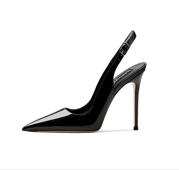 Sexy ultra-high heels pointed sandals elegant summer patent leather suspender high heels trendy dress banquet women's shoes