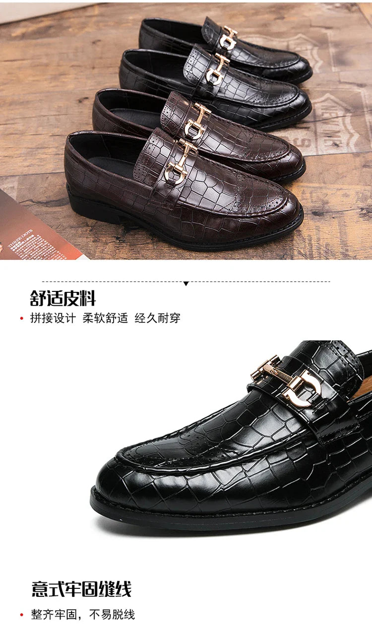 High Quality Casual Business Leather Shoes For Men Classic Social Leather Shoes Men Party Formal Loafers Men Dress Shoes Retro