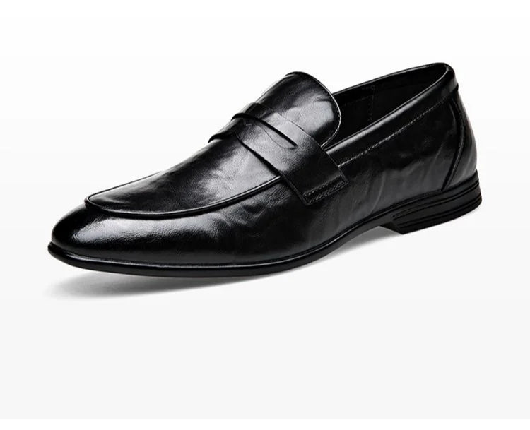 Social Shoe Male Leather Casual Round Toe Men's Formal Shoes Business Luxury Designer Clothing Office Party Gentleman 2025 Trend
