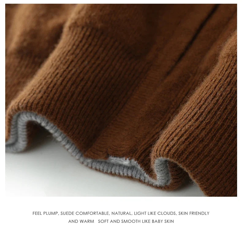 Double-Sided Hooded Zippered Men's Cashmere Cardigan Autumn and Winter Contrasting Color Thickened Loose Casual Knitted Sweater
