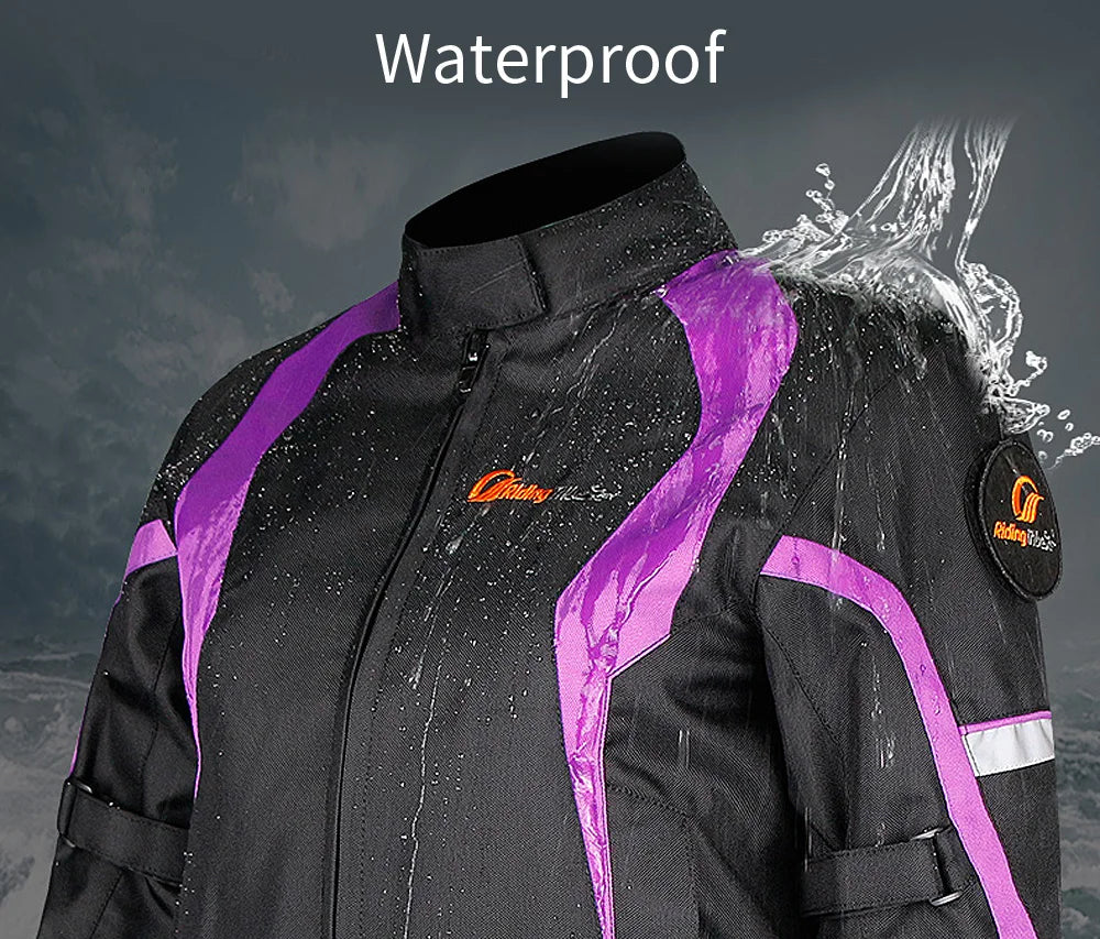 Woman Motorcycle Jacket Winter Warm Windproof Clothing Body Riding Safety Coat Built-in Protective Pads and Thermal Liner JK-64