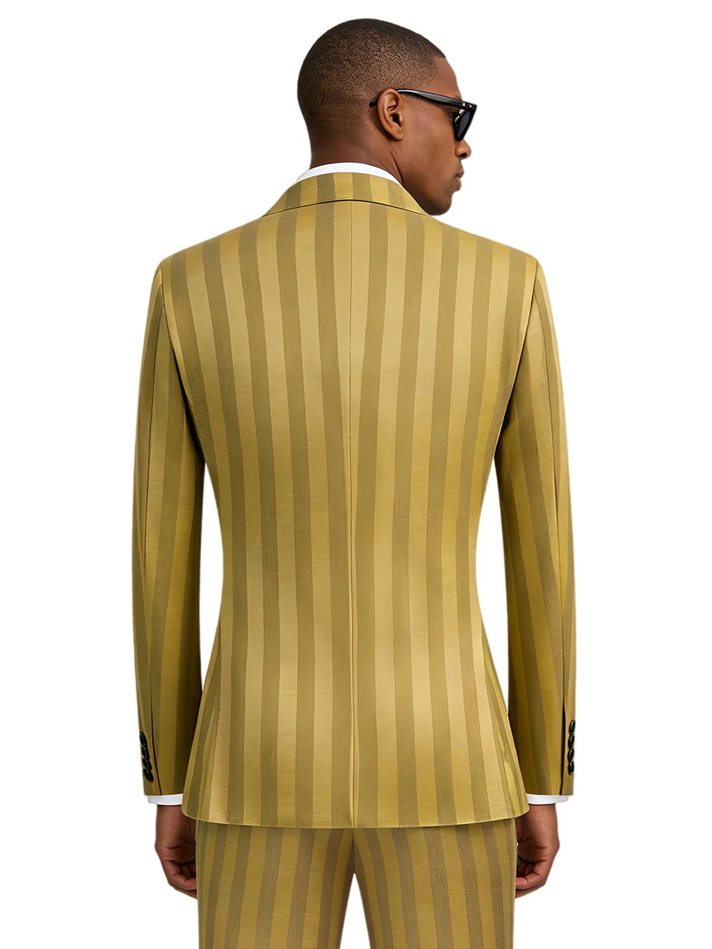 Men's 2-Piece Double Breasted Suit Set - Peak Lapel Striped Tuxedo Jacket & Pants, Formal Business Wedding Prom Attire
