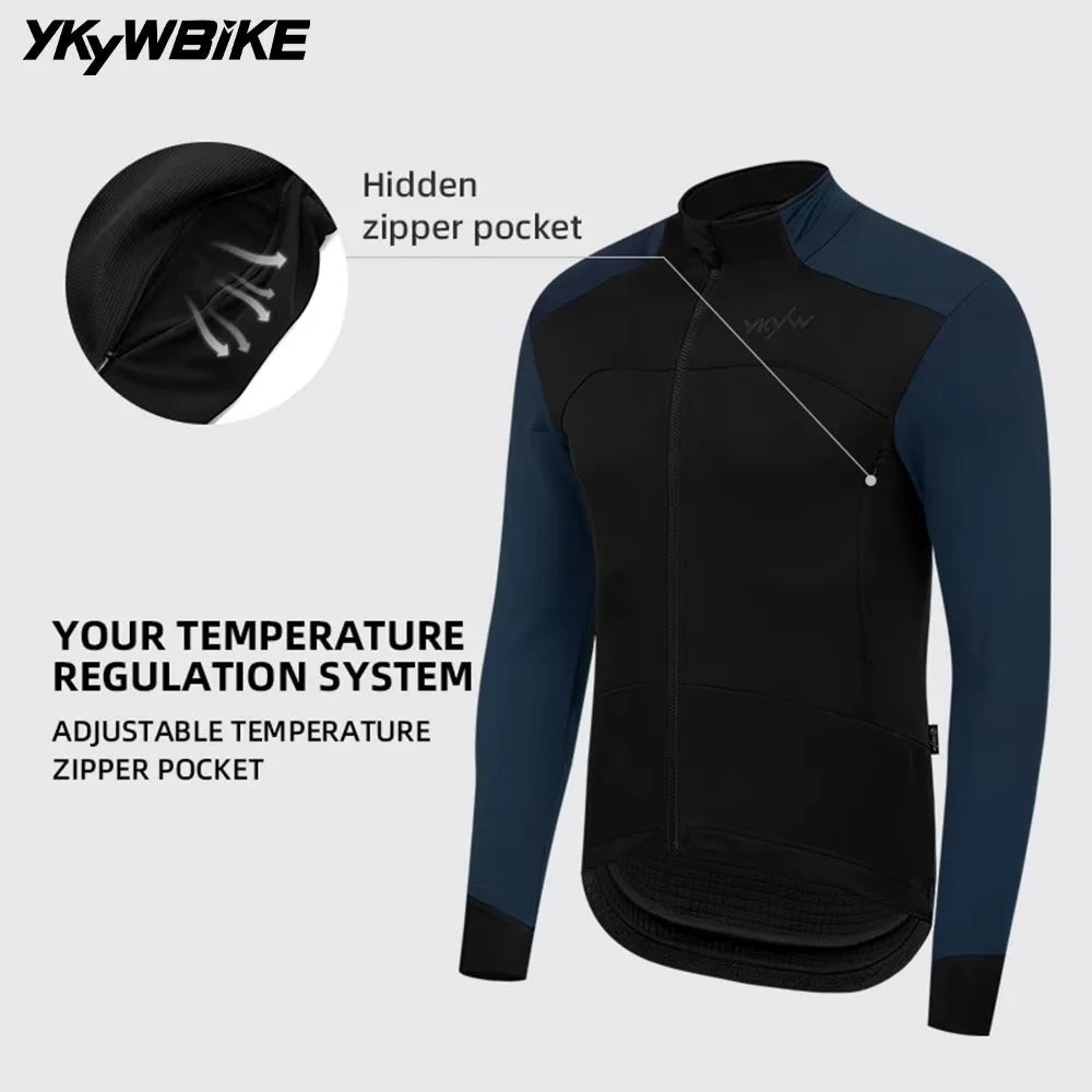 Men's Cycling Jacket Waterproof Windproof Road Bike Tops Winter 0°C Thermal Fleece Bicycle Jersey  Cycling Clothing