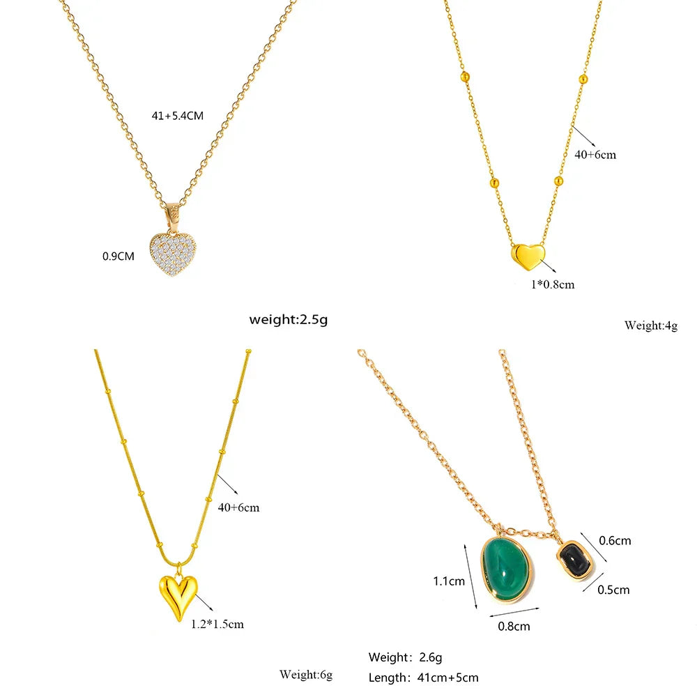 316L Stainless Steel Simple Heart Love Circular Tassel Necklace Lady Trend Fashion Clavicle Chain Jewelry Glamorous Gift