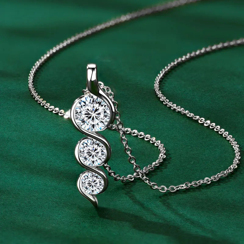 GRA Certified Moissanite Twisted Bowknot Pendant Necklaces for Women S925 Sterling Silver Jewelry Chains Wedding Gifs
