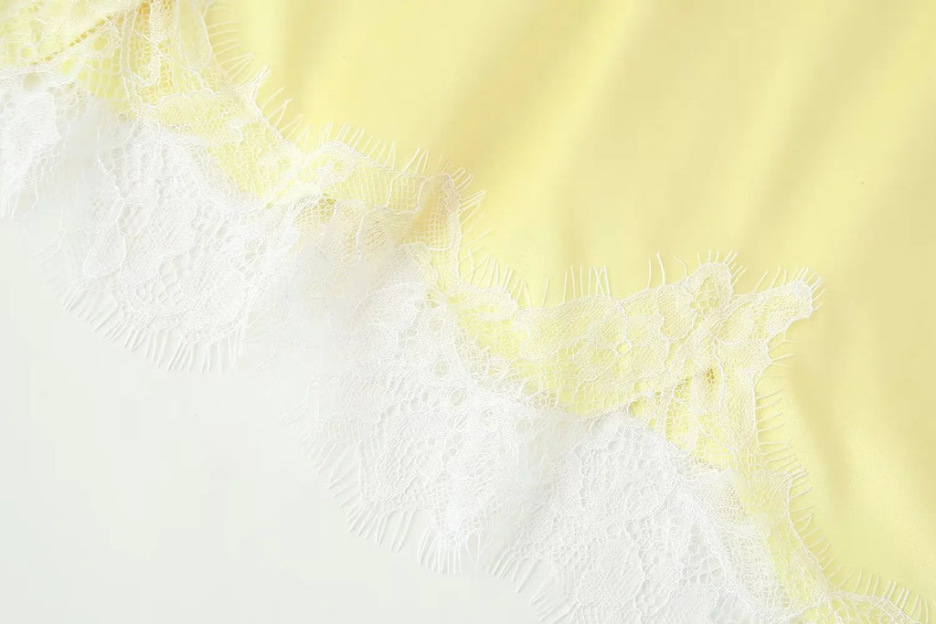 Satin Sexy Lace Spliced Short Sling Dress Women Sleeveless Backless Asymmetric Sexy Party Dresses 2025 Autumn Lady Dress