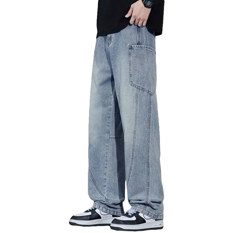 Men's Autumn and Winter New American Style Trendy Jeans with Straight Pockets and Versatile Blue Jeans in Three Colors To Choose