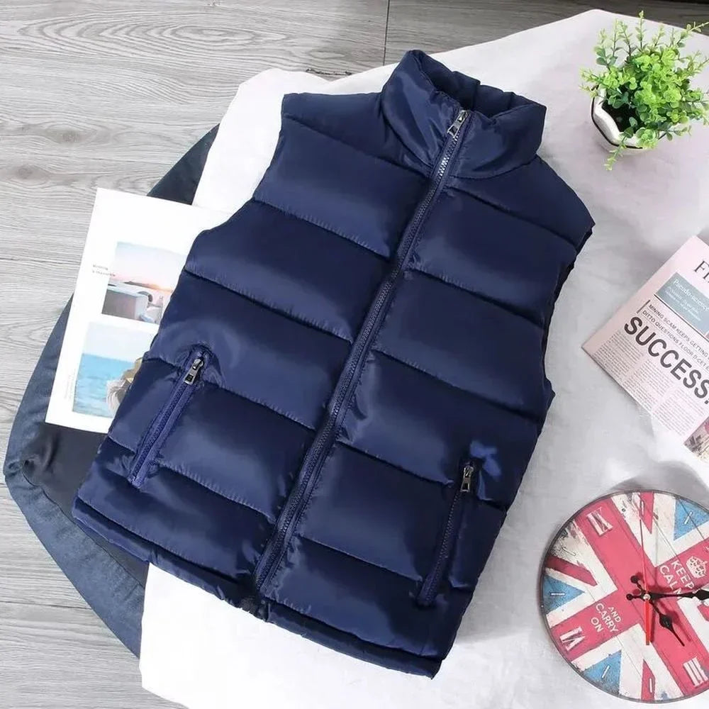 White Vest Jacket Men Slim Fit Stand Collar Sleeveless Puffer Jackets Spring Autumn Casual Waistcoat Men Warm Coat 2024 Trends